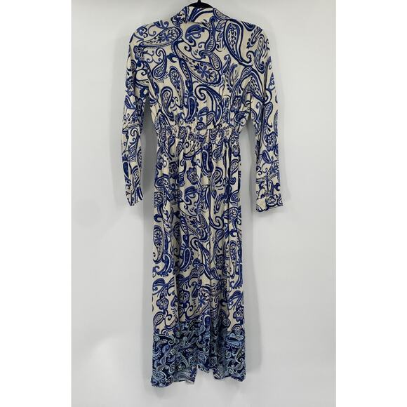 Zara Navy and Cream Paisley Maxi Dress - Picture 5 of 10